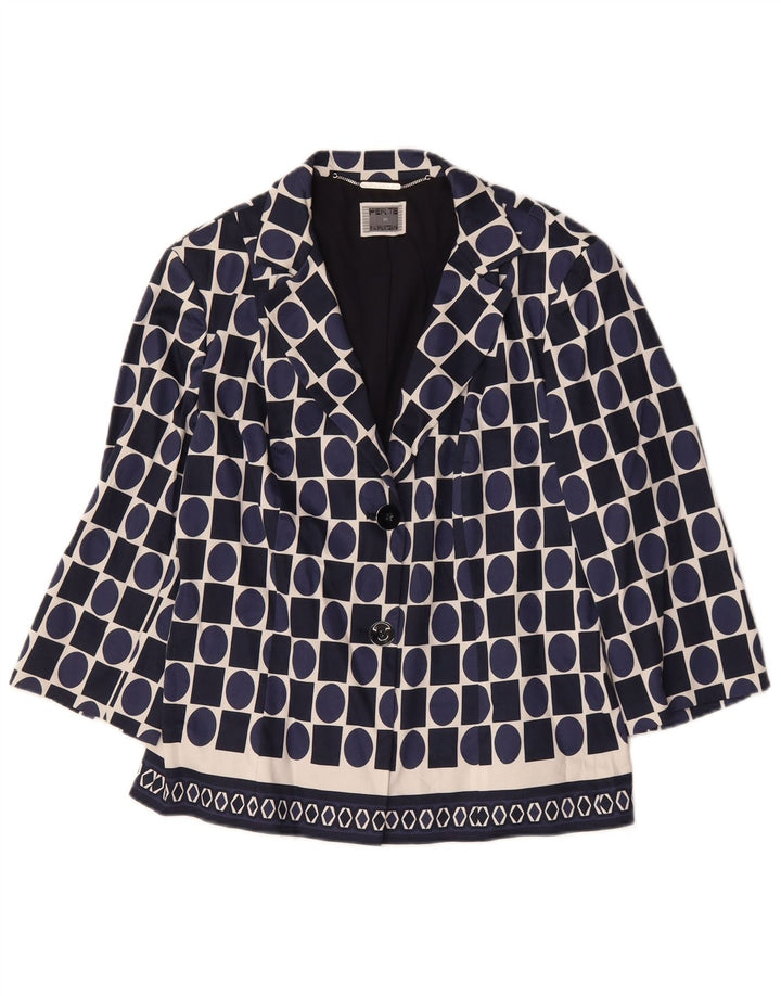 Blazer feminino Perte by Krizia UK 16 grande azul marinho geométrico