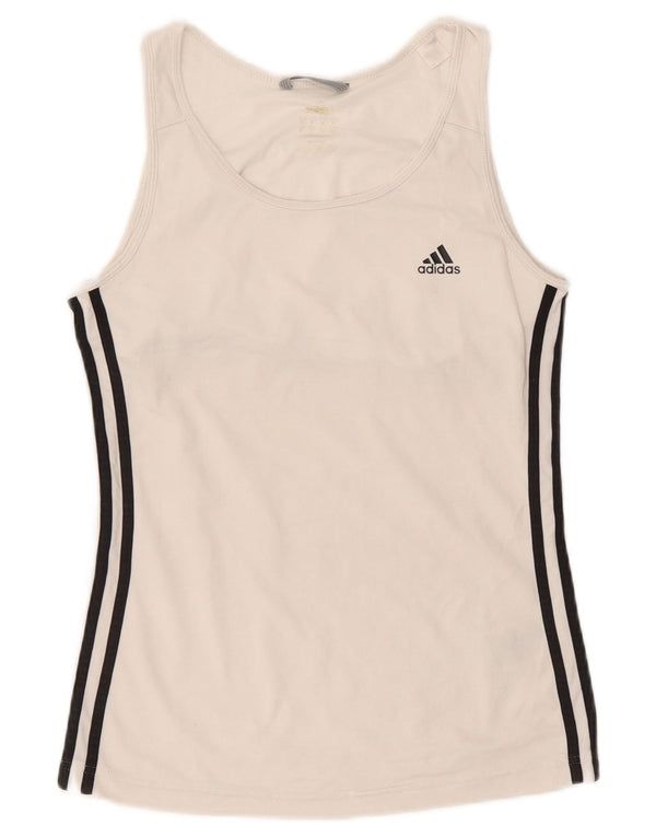 Adidas Womens Vest Top UK 10 Pequeno Poliéster Branco