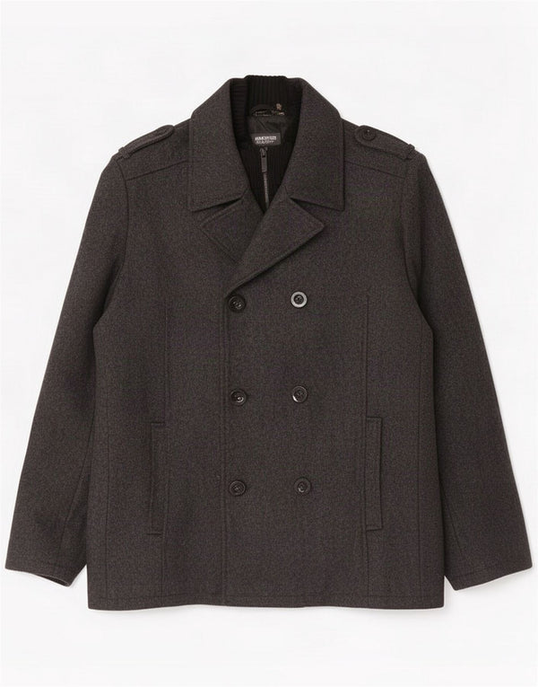 Kenneth Cole Mens Pea Coat UK 40 Grande Lã Cinza
