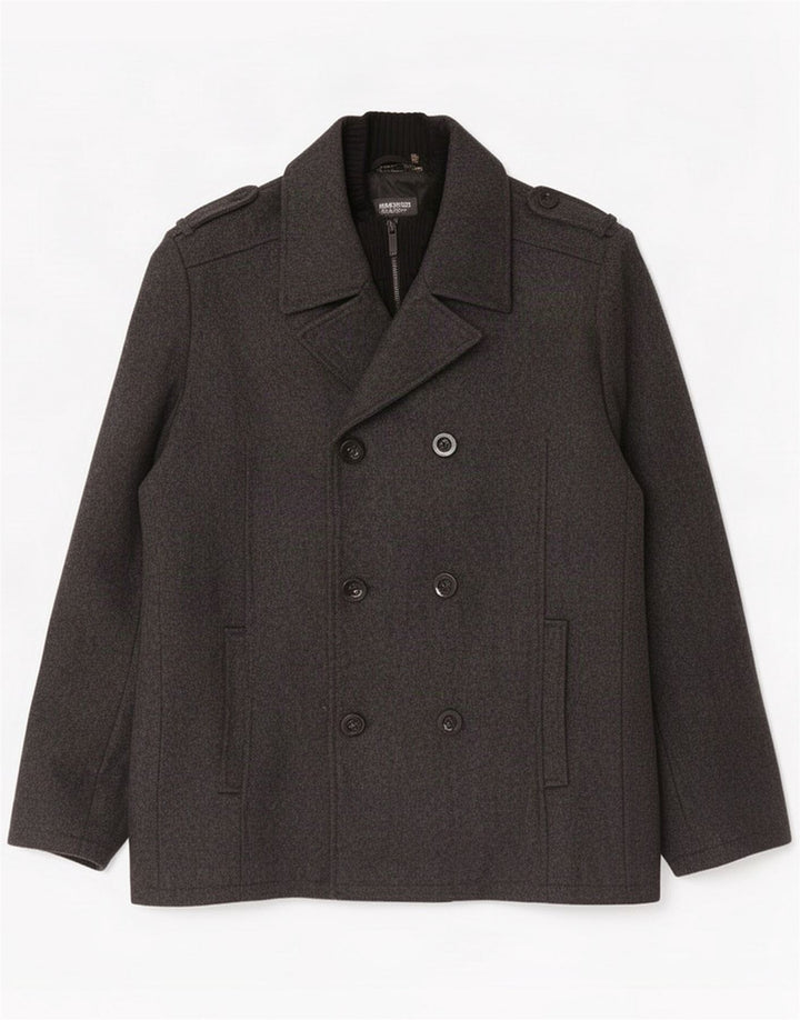 Kenneth Cole Mens Pea Coat UK 40 Grande Lã Cinza
