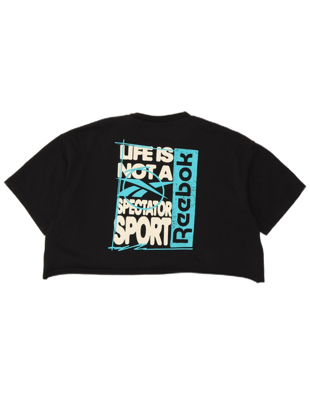 REEBOK Camiseta Feminina Oversized Graphic UK 12/14 Médio Preto