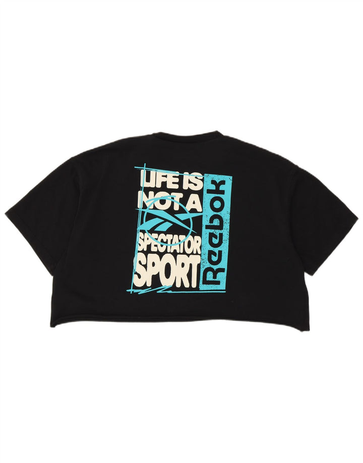 REEBOK Camiseta Feminina Oversized Graphic UK 12/14 Médio Preto