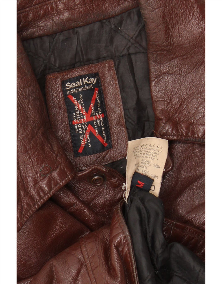 Jaqueta de couro masculina Seal Kay Reino Unido 38 couro marrom médio