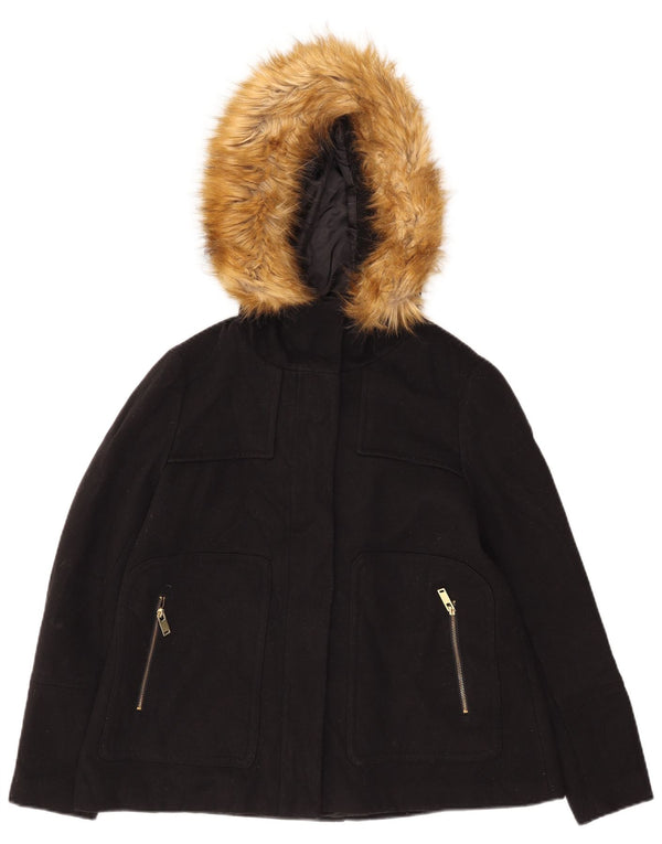 Jaqueta bomber com capuz feminino Zara UK 14 poliéster preto médio