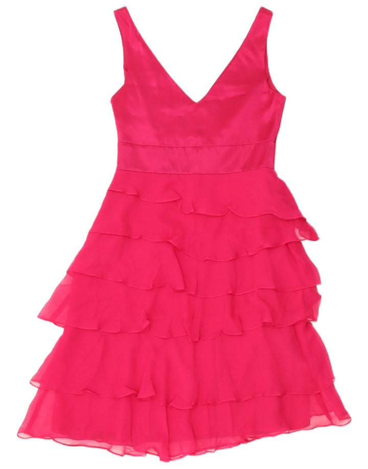 Vestido Monsoon Feminino em Camadas Reino Unido 8 Pequeno Seda Rosa