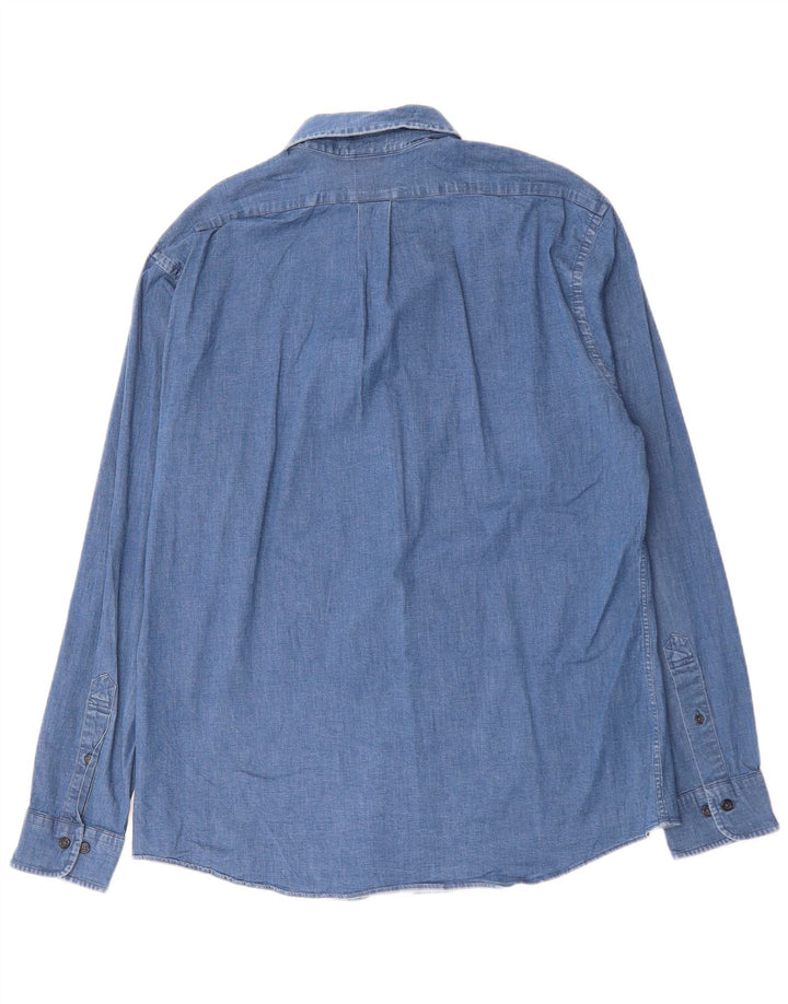 Camisa jeans masculina BROOKS BROTHERS Regent Fit grande algodão azul