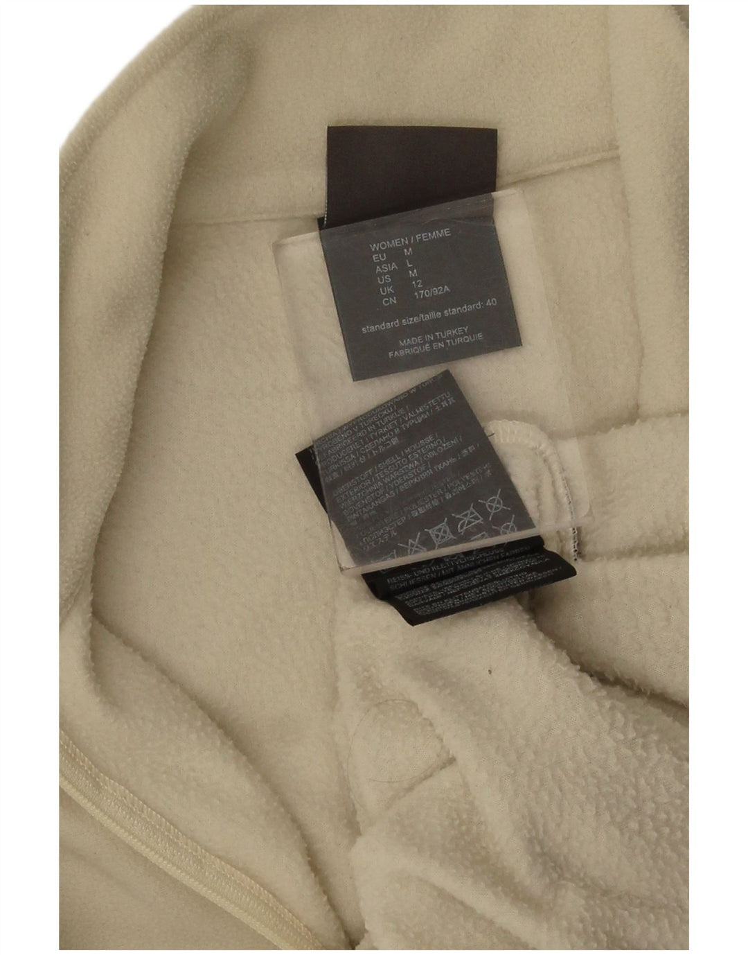 Suéter de lã feminino Jack Wolfskin com zíper e gola UK 12 poliéster bege médio