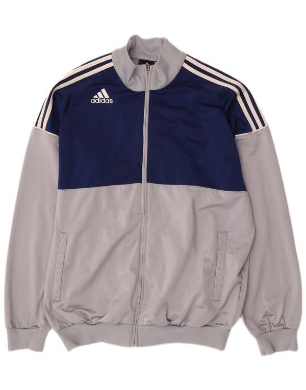 Adidas Mens Tracksuit Top Jacket UK 44/46 Grande Cinza Colorblock Poliéster