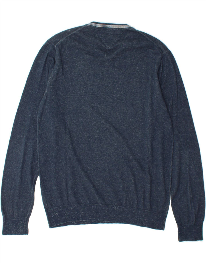TOMMY HILFIGER Mens V-Neck Jumper Sweater Large Navy Blue Cotton Vintage Tommy Hilfiger and Second-Hand Tommy Hilfiger from Messina Hembry 