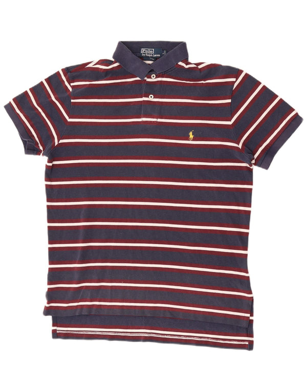 Camisa polo masculina Polo Ralph Lauren com ajuste personalizado grande algodão listrado azul marinho