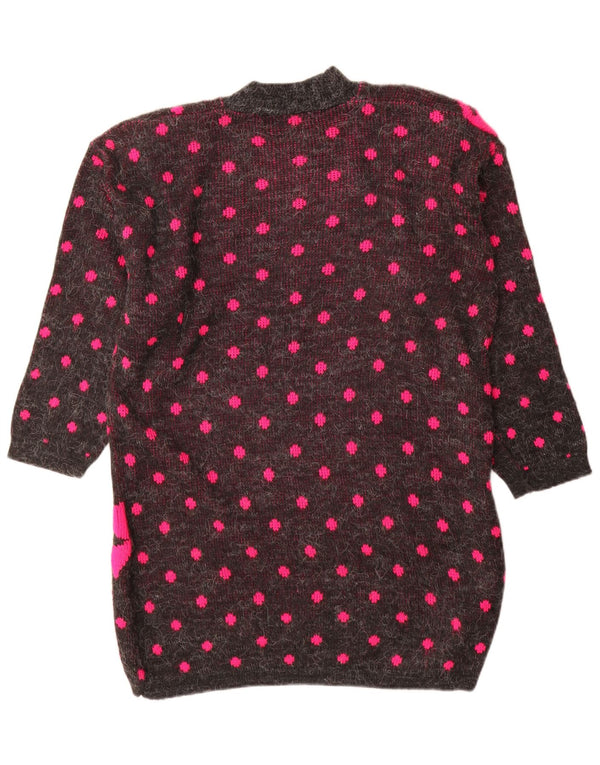 Suéter feminino vintage com gola tartaruga e gola alta Reino Unido 16 grande cinza manchado
