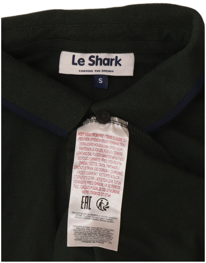 Le Shark Camisa polo masculina pequena de algodão verde