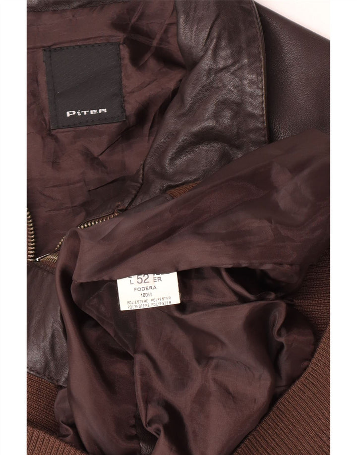 Jaqueta de couro bomber masculina vintage Reino Unido 38 couro marrom médio