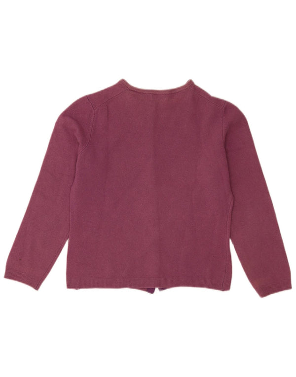 Suéter feminino Benetton Crop Cardigan UK 10 Pequeno Roxo