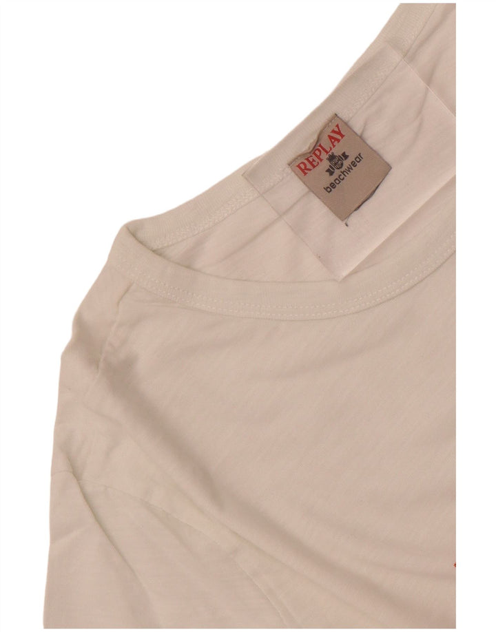 Replay Camiseta masculina gráfica top pequeno branco