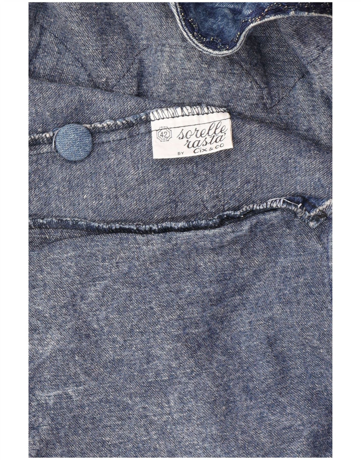 Jaqueta jeans feminina vintage com corte solto IT 42 algodão azul médio