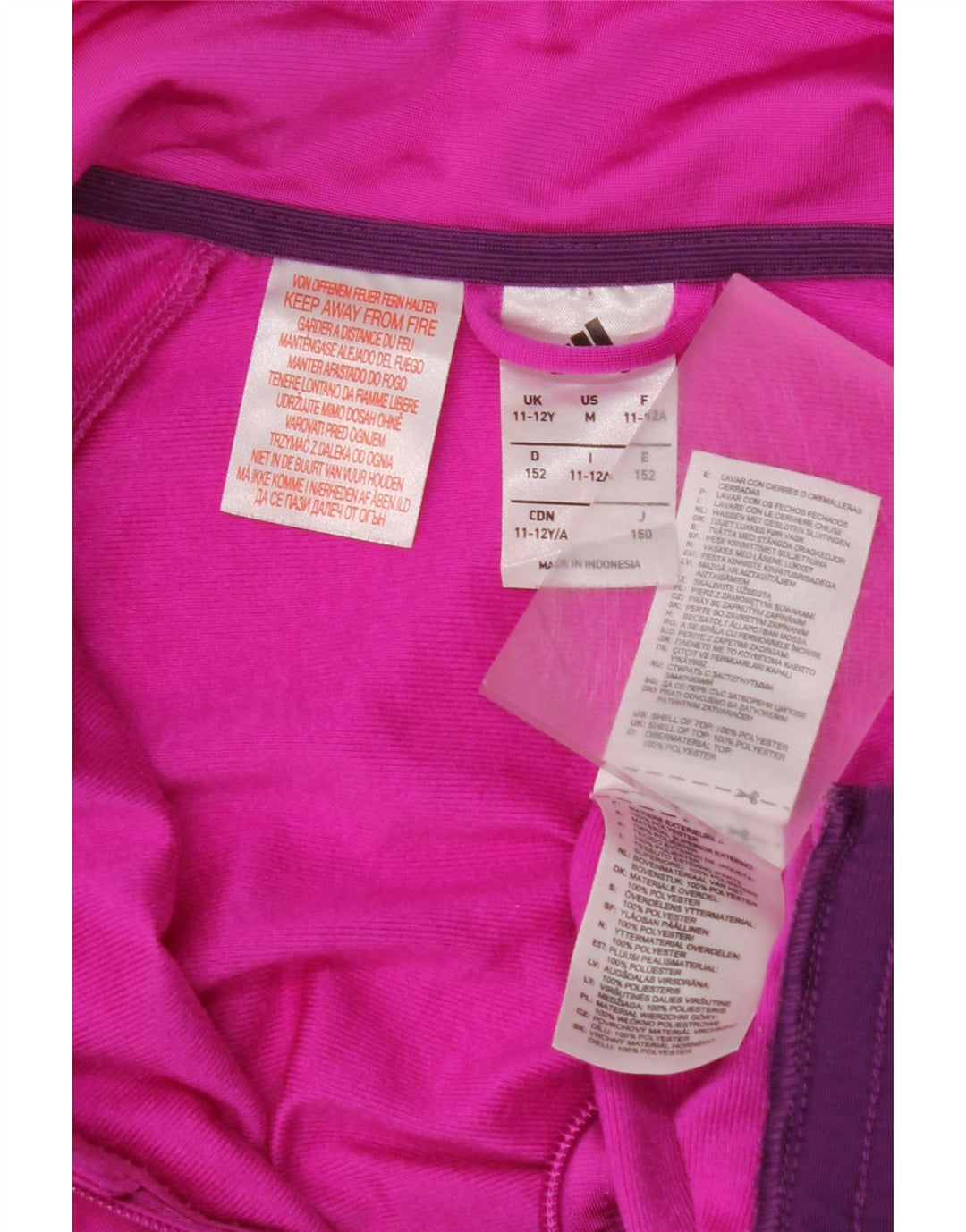 ADIDAS Meninas Treino Top Jaqueta 11-12 Anos Rosa Colorblock Poliéster