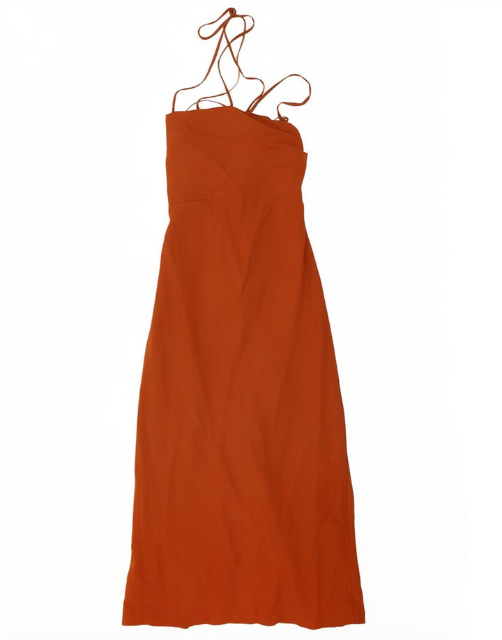 Vestido maxi feminino Zara Reino Unido 6 XS laranja Lyocell