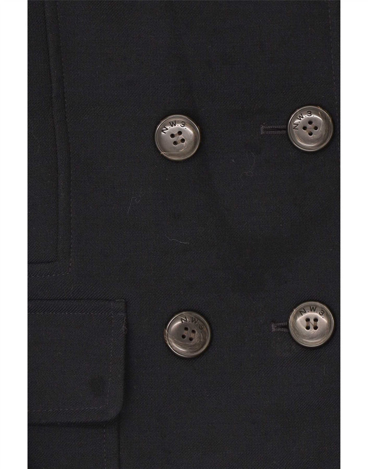 Hobbs Pea Coat feminino UK 12 poliéster azul marinho médio