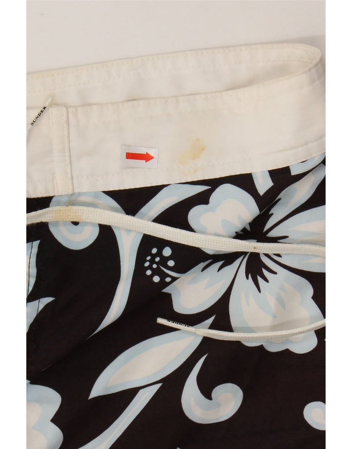 Shorts de natação masculino SUNDEK grande poliéster floral preto