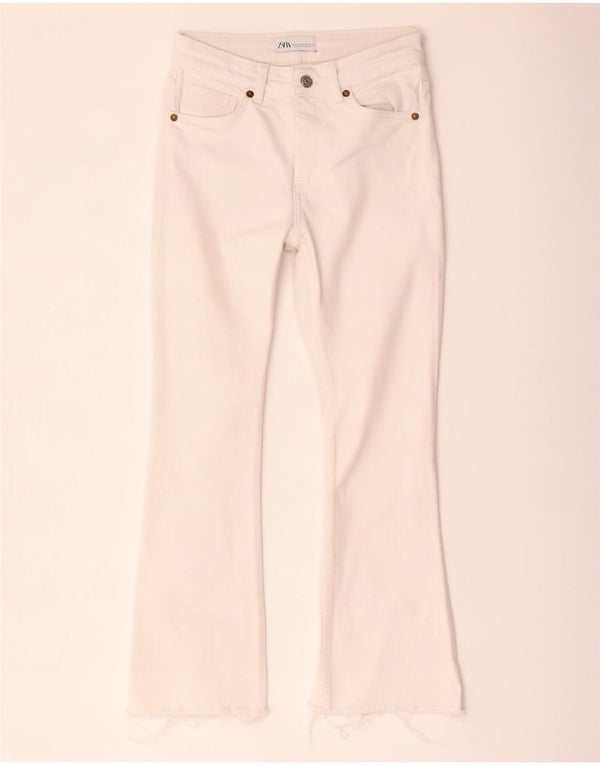 Zara Womens Flared Jeans EU 36 W26 L24 Algodão Branco