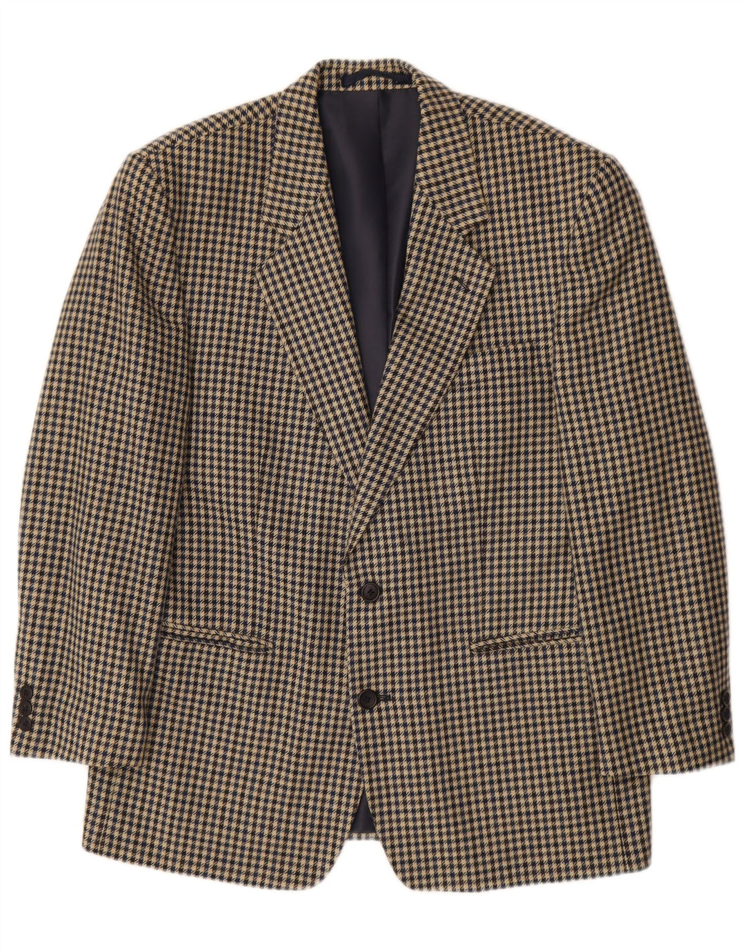 Jaqueta blazer masculina VINTAGE com 2 botões Reino Unido 38 Houndstooth médio multicolorido