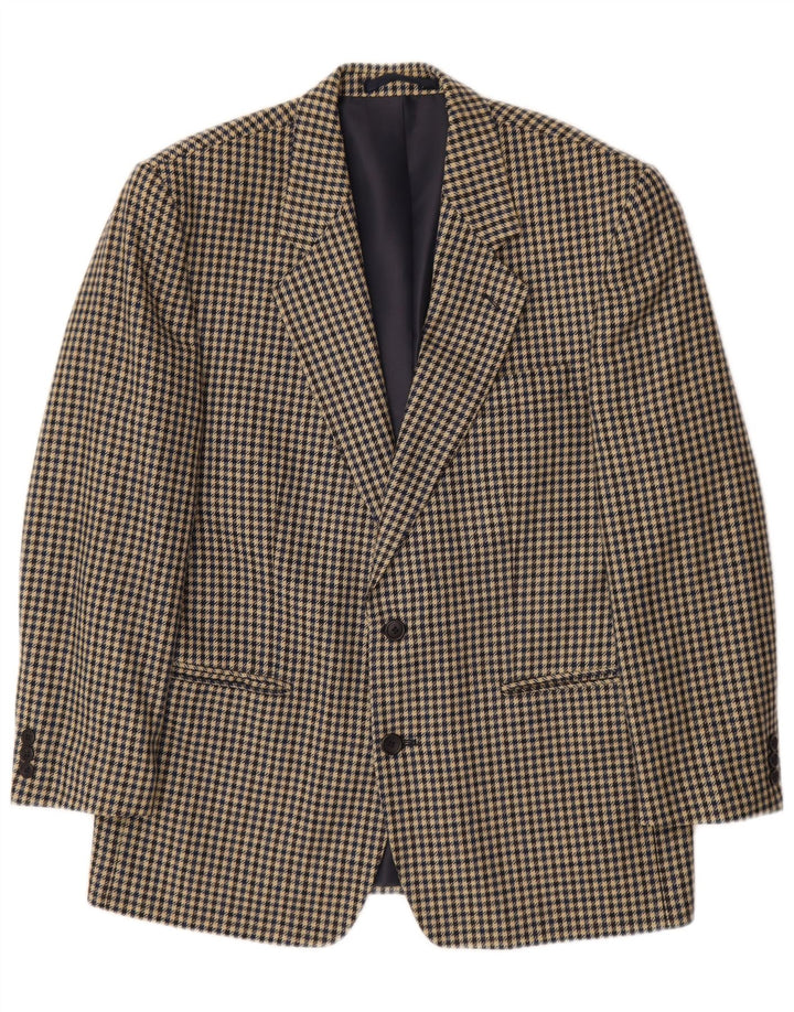 Jaqueta blazer masculina VINTAGE com 2 botões Reino Unido 38 Houndstooth médio multicolorido