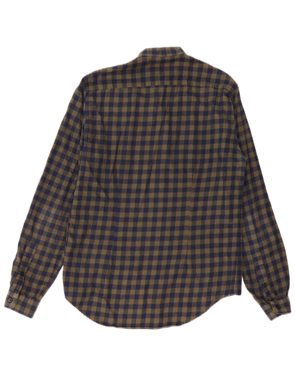 Camisa masculina de flanela slim fit ZARA xadrez cáqui médio