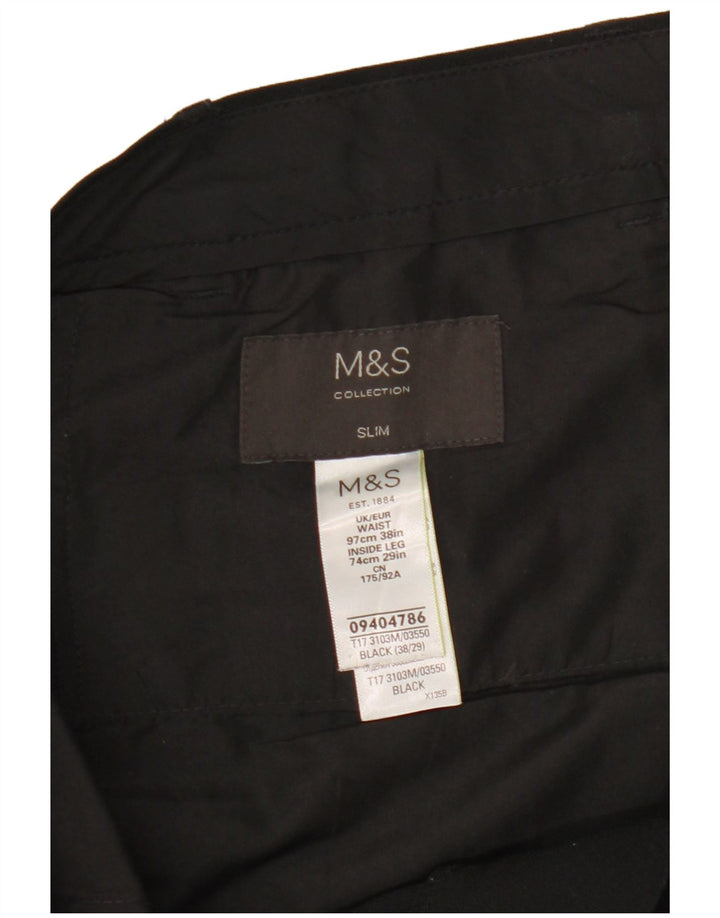 Calça Chino Slim Masculina Marks & Spencer W38 L29 Poliéster Preto