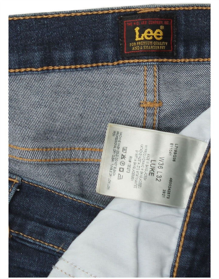 LEE Masculino Luke Slim Jeans W36 L30 Azul Marinho Algodão