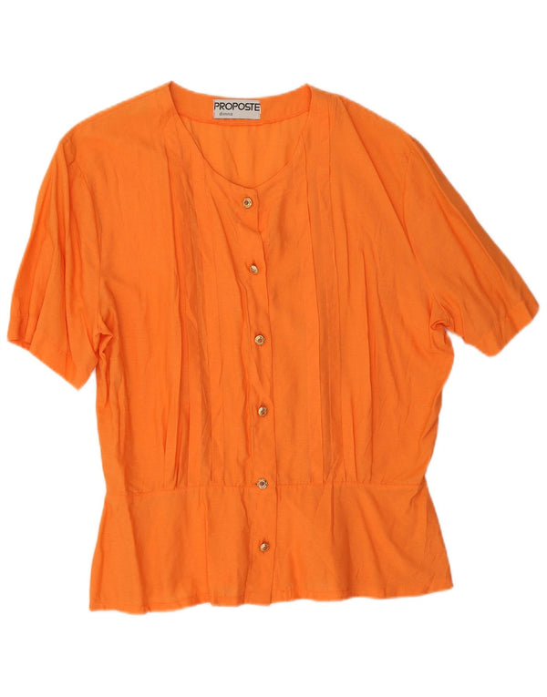 Blusa feminina vintage de manga curta UK 14 grande laranja