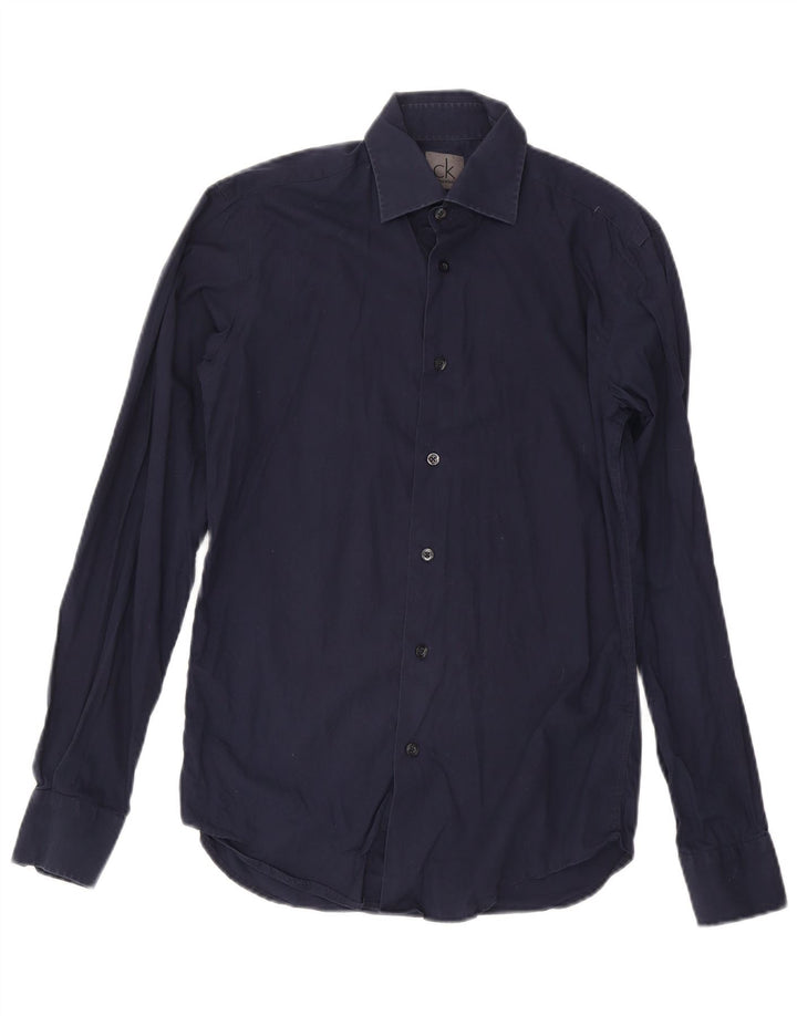 Camisa masculina Calvin Klein tamanho 38 15 algodão azul marinho médio