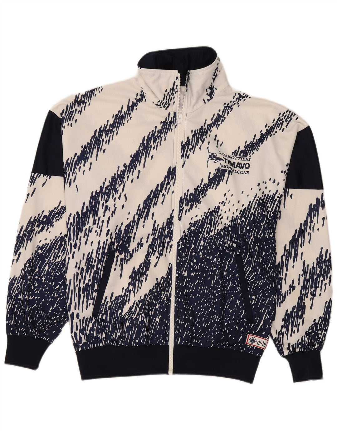Jaqueta vintage masculina de agasalho médio azul marinho colorblock