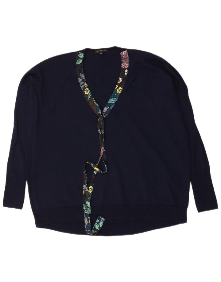 J. Crew suéter feminino oversized com decote em V Reino Unido 14 médio azul marinho