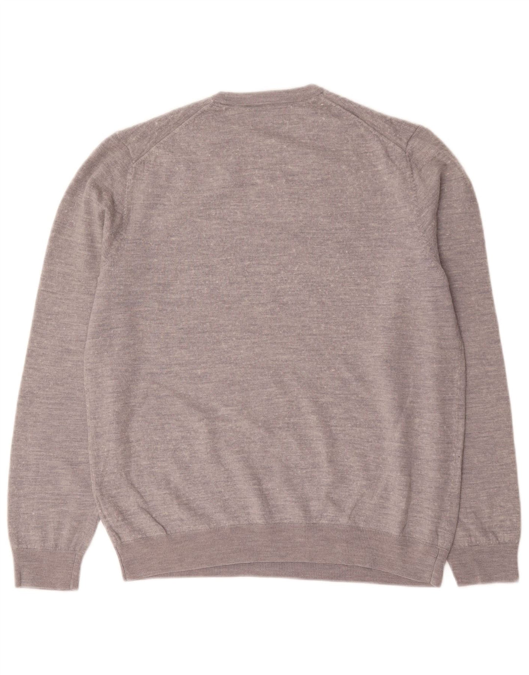 Suéter masculino Marks & Spencer com gola redonda, lã merino cinza grande