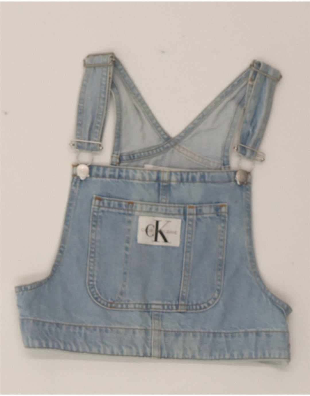 CALVIN KLEIN JEANS Top feminino jeans curto Reino Unido 4 XS azul algodão
