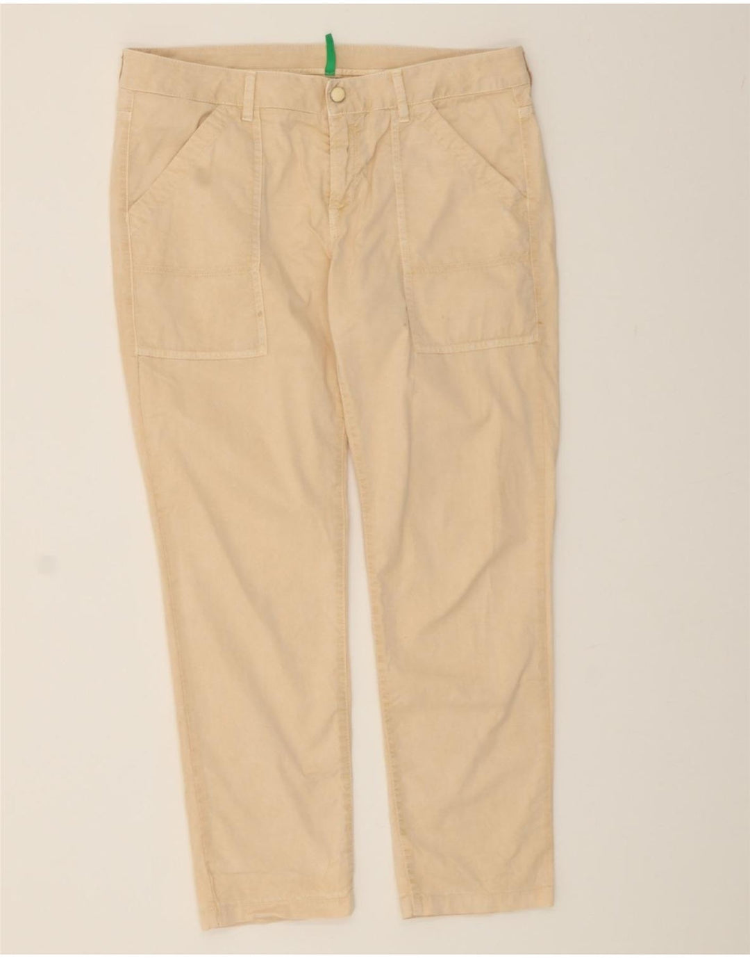 BENETTON Womens Straight Casual Trousers W38 L28 Beige Cotton Vintage Benetton and Second-Hand Benetton from Messina Hembry 