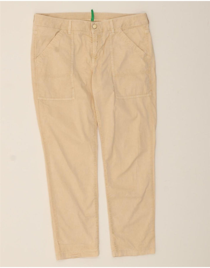 BENETTON Womens Straight Casual Trousers W38 L28 Beige Cotton Vintage Benetton and Second-Hand Benetton from Messina Hembry 