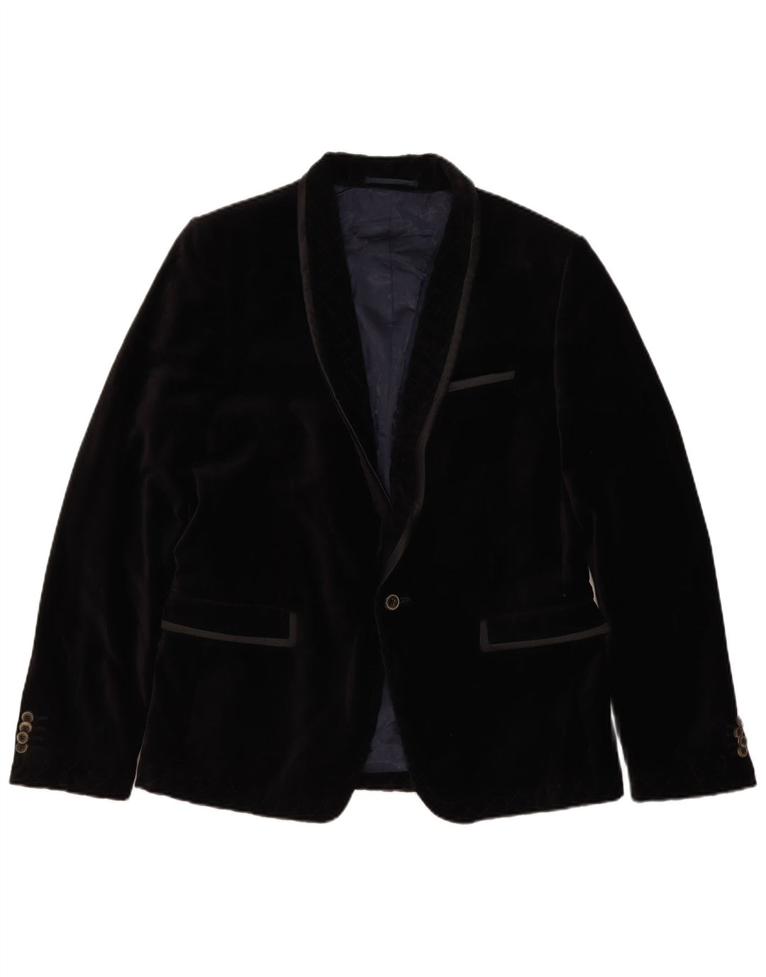 Jaqueta blazer masculina de veludo com 1 botão Zara EU 50 algodão preto médio