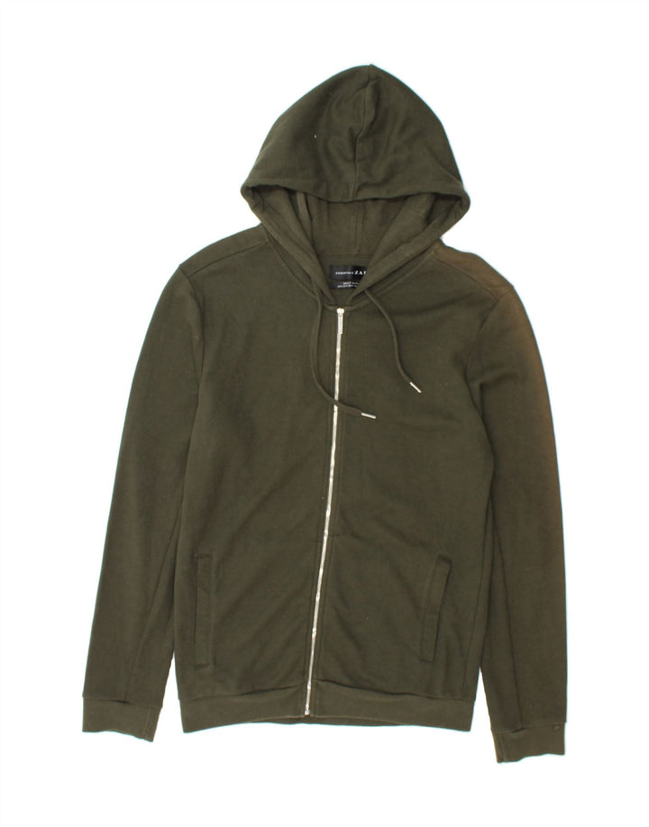 ZARA Mens Zip Hoodie Sweater Medium Green Vintage Zara and Second-Hand Zara from Messina Hembry 