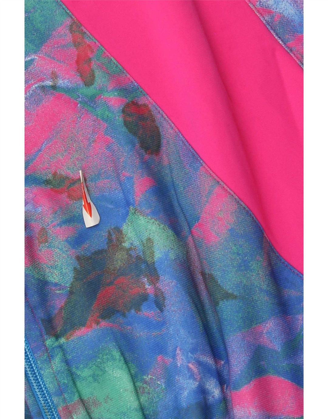 Fato de treino feminino vintage UK 16 grande bloco colorido rosa