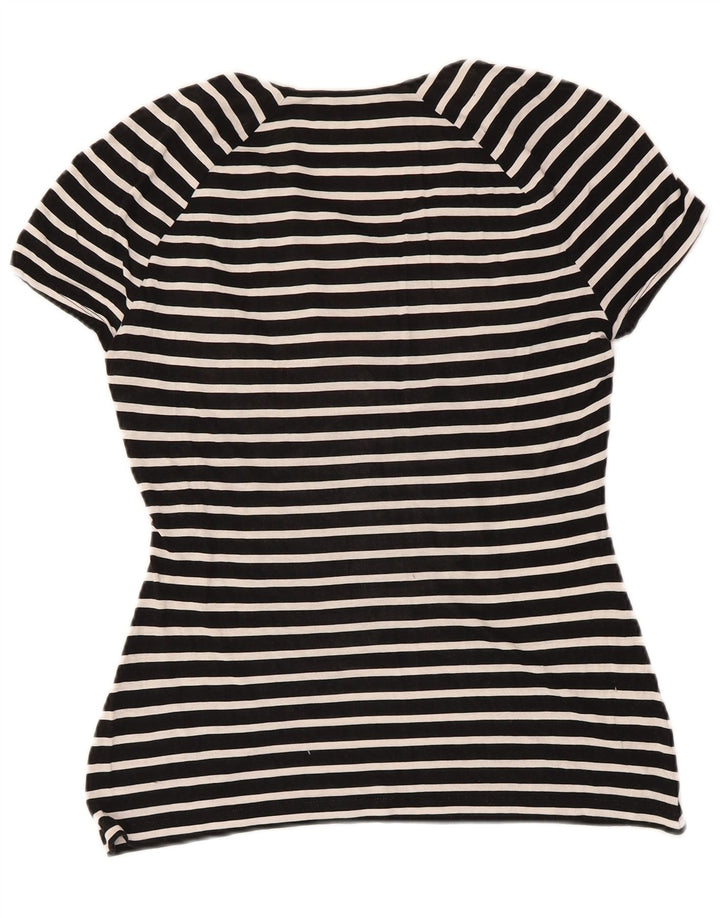 Max Mara blusa feminina de fim de semana top UK 12 listrado preto médio