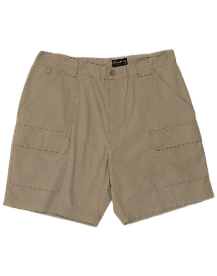 Shorts cargo regular masculino Eddie Bauer W36 grande algodão bege