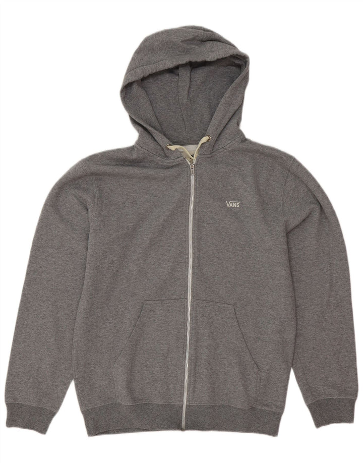 Suéter Vans masculino com capuz e zíper grande cinza poliéster