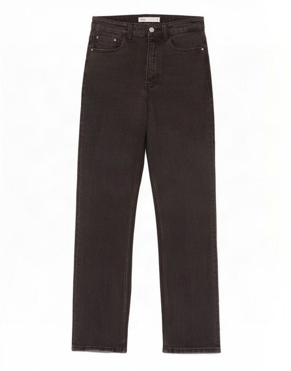 Zara Jeans feminino de cintura alta UE 38 pequeno W28 L27 cinza