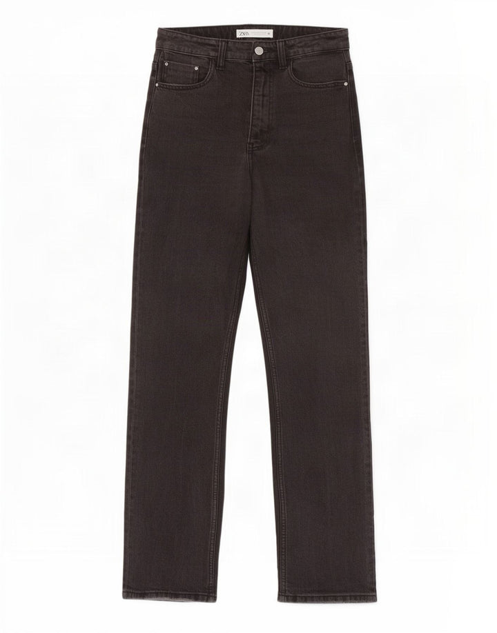 Zara Jeans feminino de cintura alta UE 38 pequeno W28 L27 cinza