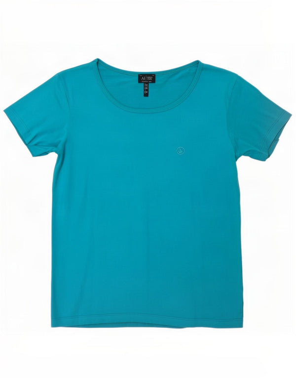 Armani Jeans Camiseta Feminina Top UK 12 Azul Médio