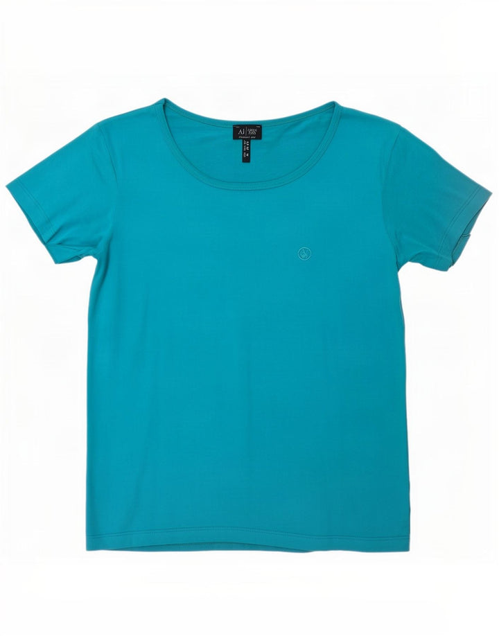Armani Jeans Camiseta Feminina Top UK 12 Azul Médio