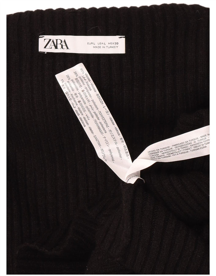 Zara Suéter feminino cropped oversized com gola redonda Reino Unido 16 grande preto