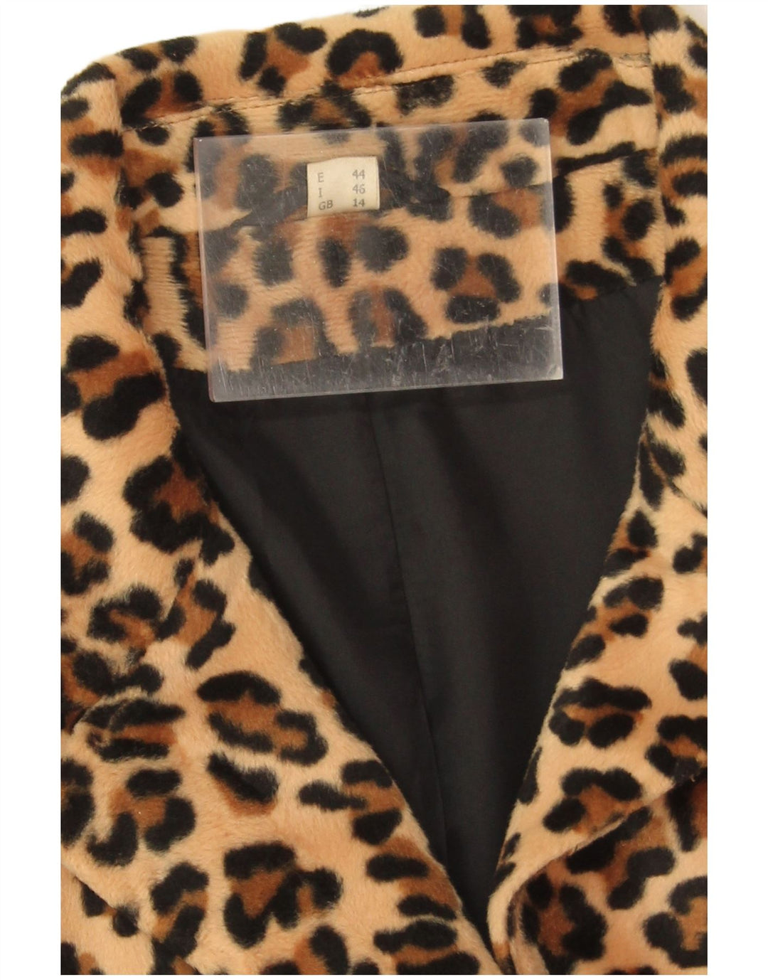 Jaqueta blazer feminina vintage com 3 botões Reino Unido 14 grande estampa animal bege